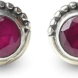 silver tree 925 sterling Silver Tree Sterling Silver 925 Stud Earrings with Ruby Stone – Stylish, Unisex, and Perfect for Everyday Wear (ST1541)-picture-38