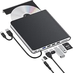 Kadlun External CD DVD Drive,USB 3.0 & Type-C DVD/CD RW ROM Burner Rewriter,CD Drive Reader with SD/TF & 4 USB Ports,Slim Optical Disc Drive DVD Player for Laptop PC MacBook Pro Air iMac-picture-54
