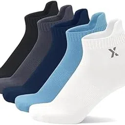 jemox Socks for Men & Women Solid Ankle Length Cotton Socks, Free Size | Durable, Breathable | Cotton Ankle socks | (Multicoloured)- Pack of 5 image 1