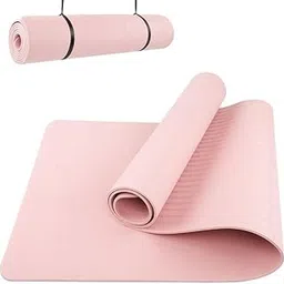 Yoga Mat for Women and Men with Cover Bag TPE Material Extra Thick Exercise Yoga Mat for Men for Workout, Yoga, Fitness, Exercise Mat Anti Slip, Gym Mat, Gym Mat for Workout at Home (Thick Foam Pink, 10mm)-image-1
