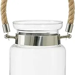 DECORQUIZ Glass Hanging Zar Lantern with Rope Candle Holder, Hurricane Jar for Candles, Lights, Flowers, Plants - Decorations, Gifting (H x W - 6.3 x 5.3 Inches, 1)-picture-45