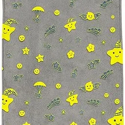 TRUSTORA Glow in The Dark Blanket for Kids | Ultra-Soft Fleece | Galaxy Design | Machine Washable | Gift for Boys & Girls | Cozy Baby Blanket | Grey Stars & Smiley-picture-41
