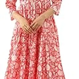 divena Pink Floral Printed Cotton Ethnic Dress for Women-picture-11