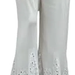 Artishtic Chikankari Regular Fit High Rise Solid Color Georgette Flared Sharara Palazzo for Women, Free Size Refer to 28-42 inch Waist (White)-picture-39