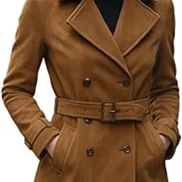 urbanhides Sable Vogue Designer Tan Suede Leather Winter Coat for Women | Women's Leather Coats, Tan Leather Coat, Suede Coats, Regular Fit, Two Pockets-picture-31