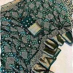 peachmode Women's Ikkat Printed Cotton Silk Saree for Women | Lightweight Stylish Ladies Sari Ethnic Occasions Wear Trending Latest Fancy Design Long Sarees for Women Free Size-picture-21