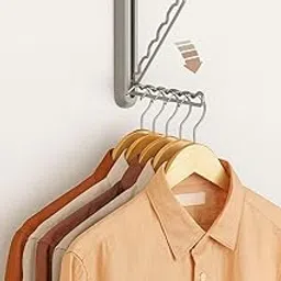 CHIPRI Orderly Foldaway Clothes Rail Space Saving Laundry Drying Rack with Ironing Feature,Wall Mounted Clothes Drying Rack Holds Up to 5 Hangers (Wall Mount)-picture-21