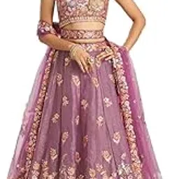 jihu culture Lavender Oragnza Sequence Embroidery Work Womens Semi-Sttiched Lehenga Choli With Dupatta Set-JH251LVD-picture-36