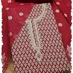 soch Womens Jam Cotton Floral Print Unstitch Dress Material With Thread Work-picture-38