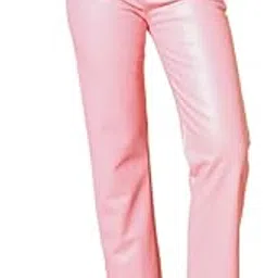 tandul Women's- Trouser Pink, Faux Leather Solid Trouser Button Trouser Casual Trousers (8633)-picture-51
