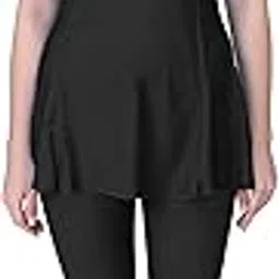 filmax Originals Swimming Costume for Women's One-Piece Beach Wear with Sleeve & Skirted 3/4 Leggings Maximum Covered Swim Wear Dress (L - 7XL)-picture-17