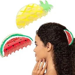 Radhu & Kabby Fruit Claw Clips Set | Pineapple and Watermelon Hair Clutchers | Fun Fruit-Themed Hair Accessories for Women and Girls | Strong Hold for All Hair Types-picture-56