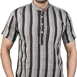 qumash fashion Men's Regular Fit Solid Soft Cotton Blend Casual Short Kurta-picture-13