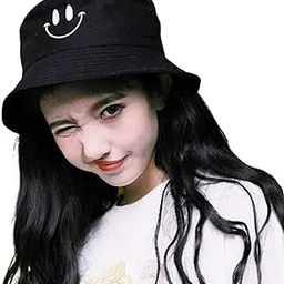 Tomorrow Embroidered Smile Foldable Reversible Bucket Hat Men Women Fisherman Outdoor Cap Panama Bucket Caps Black and White-picture-21