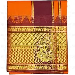 vimayam Soft Silk Colour Dhoties, Karishma Dhoti towel set 8 Inch Fancy Silk Dhoties 9X5-picture-10