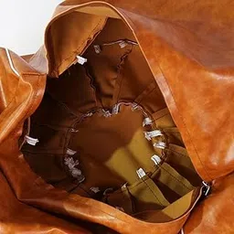 ATORSE Bohemian Leather Pouf Cover Bedroom Decor Embroider Craft 21inch Round Yellow-image-70