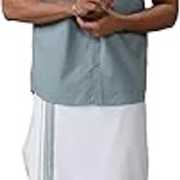 ramraj cotton Ramraj Men Cotton Blend Half Sleeve Solid Shirt With Matching Border Dhoti-picture-52