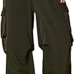 buynewtrend Women Loose Fit Parachute Trousers | High Waist Cargo Trouser Pant-picture-29