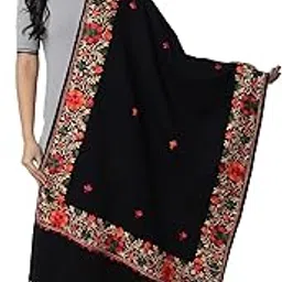 zamour Kashmiri Women's Embroidered Shawl/Stole Wrap (Off White, 28 inch x 80 inch)-picture-16