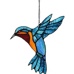 Alivagar Stained Glass Bird Window Hangings SunCatcher, 9" x 7 1/2"-picture-51