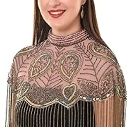 Women's Net Cape, Round Poncho with Beaded Embroidery, Sleeveless-picture-31