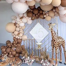 Party Propz Birthday Decoration Items - 96 Pcs Brown Theme Combo With Beige Balloons, Bear Theme Decor - Rubber-picture-21