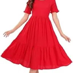 Women Round Neck Fit & Flare Midi Dress-image-0