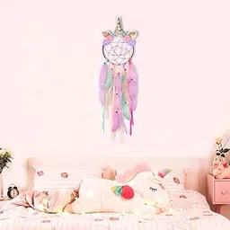 ARTBUG Dream Catcher Unicorn Dream Catcher Steel Handmade Feather Crafts Dreamcatchers with Lace for Home, Rooms, Bedroom Wall Hanging Decoration, Wedding Craft Hangings Decor Girls-picture-24