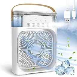 Humidifier Air Cooler Mist Fan Mini Table Fan for Home with 3 Speed Mode with Water Spray, 7 Color LED & Timer, USB Personal Cooler Desk Fan for Shop, Office, Kitchen(Multi-Colour)-picture-19