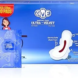 TIME Ultra Velvet Premium XXL Sanitary Pads for Women with Rash-Free 330mm Ultra Wide Back, High Flow Day Protection Pads for Superior Absorption Leak Lock 30 Pads Pack of 1-picture-20
