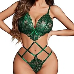 ssoshhub Women Lingeries Deep V Teddy Lingerie Beautiful Lace Bodysuit Cut Out One Piece Mini Babydoll-picture-43