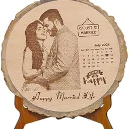 Rise N Shine Wooden Photo Frame Customised - 5 Inch Engraving Round Wooden Photo Frame With Stand, Customized Gifts for Couple | Custom Name, Message or Quote | Gift for Birthday, Anniversary, Wedding-image-28