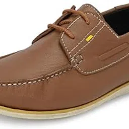 hitz Men's Tan Leather Lace-Up Boat Shoes-picture-46