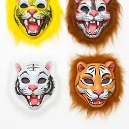 Tiger Face Masks for Kids, Halloween Costume Party Accessories, Set of 4, Multicolor-picture-34