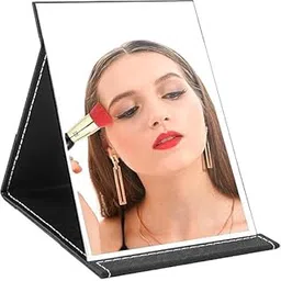 KOSHIYA Portable Folding Makeup Mirror – Black PU Leather Travel Vanity Mirror with Stand, Super HD Compact Foldable Mirror for Travel, Camping, Office, Desk (6.69 x 4.72 Inch)-picture-57