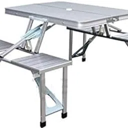 Brandway Aluminum Folding Picnic Table with 4 Seats Portable Camping Table with Bench Outdoor Suitcase Table Game Table-picture-22