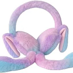 syga Winter Plush Bunny Ear Earmuffs, Soft & Cozy Warm Wear for Kids & Adult Girls (Multicolor)-picture-32