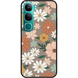 NDCOM for Vivo Y300 Back Cover | Premium Vivo Y300 Cover | Stylish Protection for Vivo Y300 5G Back Cover Retro Flower Doodle Arts Printed Metal Case-picture-21