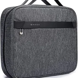 red lemon BANGE Men & Women The Hanging Toiletry Bag | 3 Split Black Travel Pouch Accessories Grooming Organizer Kit with Hook (Grey) image 1