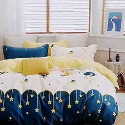 MORADO Glace Cotton Single Bed Quilt Cover/Duvet Cover/Rajai Cover/Blanket Cover with Zipper (60X90 Inches, Blue Yellow)-image-39
