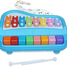 JBM ENTERPRISE 2-in-1 Xylophone Piano Musical Toy for Kids | 8-Key Multicolor Instrument with Clear Tones | Non-Toxic, Battery-Free Educational Toy for Toddlers, Boys & Girls with 2 Mallets-image-4