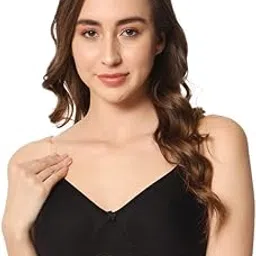makazio Women's Transparent Strap Bra - Soft Hosiery Cotton Non-Padded | Wireless, Seamless Full Coverage T-Shirt Bra for Daily Use Everyday-picture-49