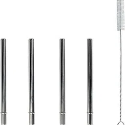 Extra Short 5" Safer Stainless Steel Straws for 12oz Thermos Funtainer, Cocktails, Small Glasses or Cups (4 Pack + Cleaning Brush)-picture-30