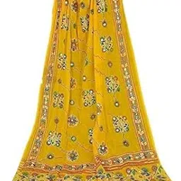 pk mart Cotton Embroidered Mirror Work Dupatta for Women – Multicolor Ethnic Handcrafted Scarf for Festivals & Weddings-picture-13