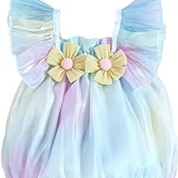 hopscotch Girls Multi Short Sleeves Floral Applique Ruffled Onesie-picture-13