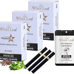 White Leaf Premium Herbal Ayurvedic Herbs Cigarettes Regular Flavour(Pack Of 60) With 20ml Shot Non Addiction Mouth Spray 100% Tobacco Free/Nicotine Free |Smoking Cessation(Non Addictive)-picture-35