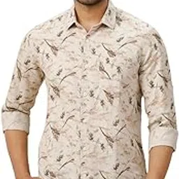 linen club Men's Linen Rich Blue Printed Contemporary Fit Full Sleeve Casual Shirt-picture-31