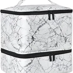 SECRET DESIRE Nail Polish Organizer Bag Nail Polish Holder Double Layer for Manicure Tools white marble|Nail Care Manicure & Pedicure|Nail Practice & Display-picture-33