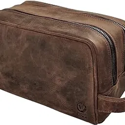rustic town Leather Toiletry Bag for Men & Women - Multifunctional Travel Organizer, Shaving Kit, Makeup Kit, Cosmetic Pouch - Travel Toiletries Gifts (Dark Brown)-picture-59