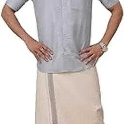 ramraj cotton Men Luxor Gold Silk Cotton Half Sleeves Shirt With Matching Border Tissue Dhoti Set-picture-39